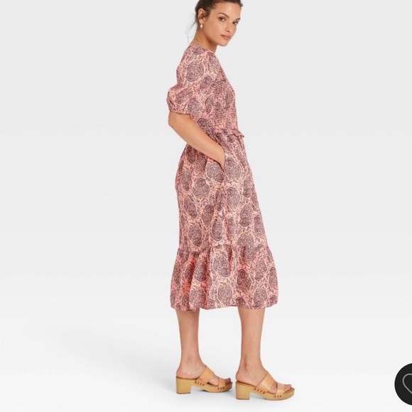 Worn Once Pink Floral Dress Size Large - Picture 3 of 3